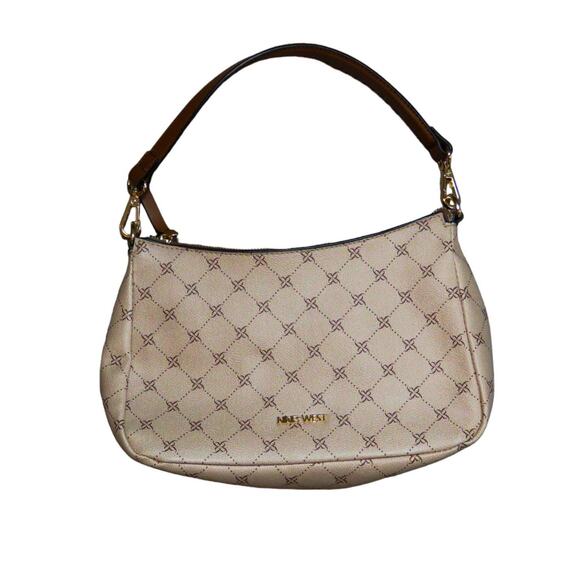 Y2K Nine West Monogram Cream Shoulder Bag Baguette Bag - Picture 2 of 8